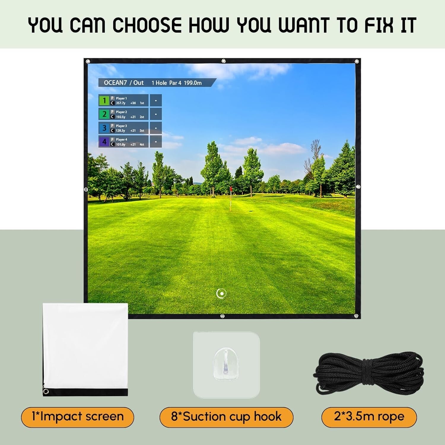 Golf Simulator Impact Screen Display Projector for Indoor and Outdoor Golf Tr...