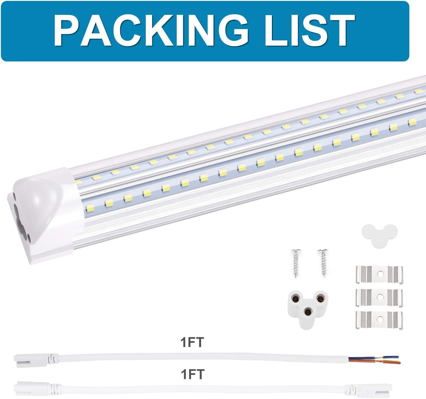 Led Cooler Light 6Ft,V Shape Integrated LED Fixtures 56W,5600LM, AC85-277V, SMD2835 Clear Cover, Cool White 6000K. Led Shop Light 25 Pack