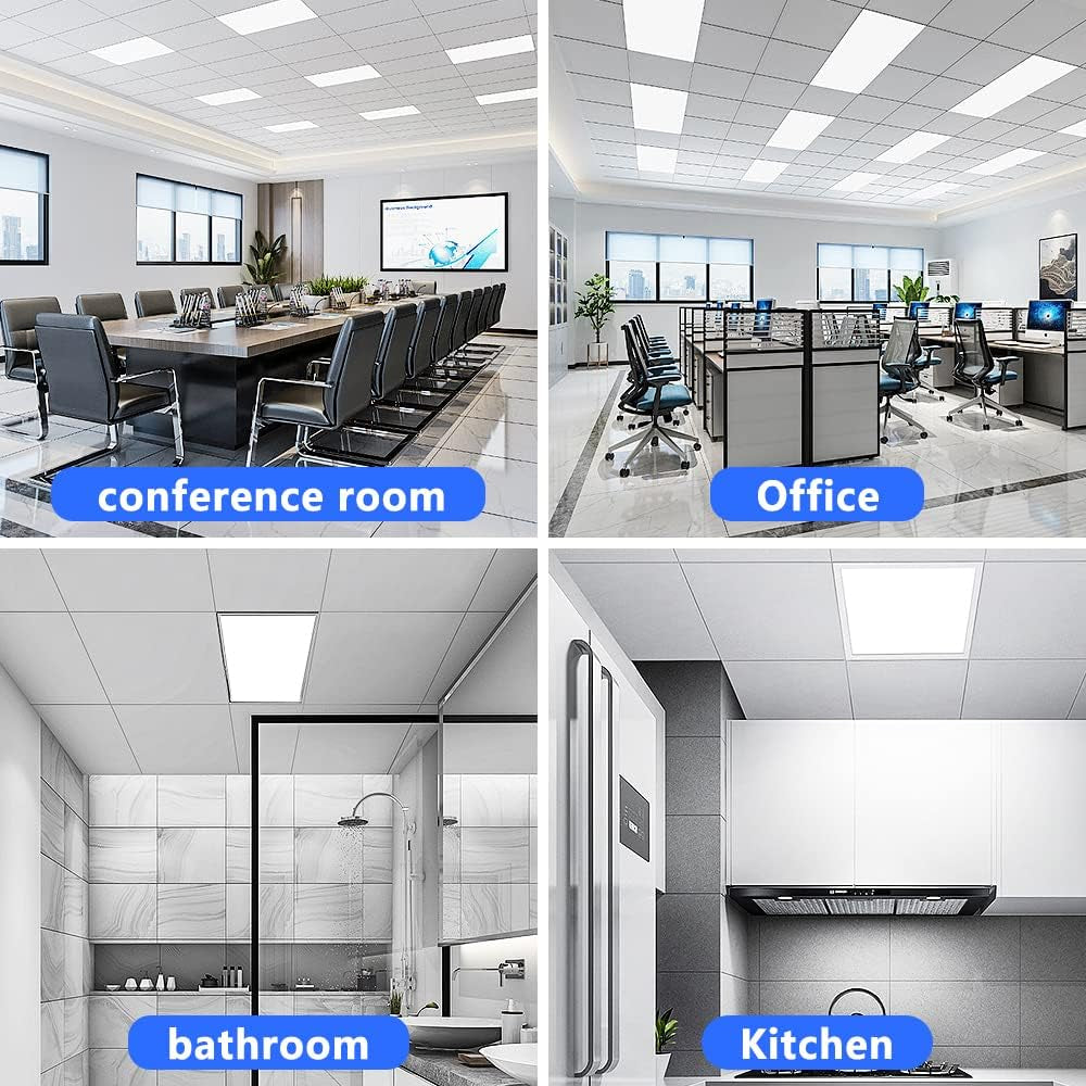 2X4 LED Panel Lights,16Pcs,7800 Lumens,5000K Daylight White,0-10V Dimmable,110-277V 2X4 LED Flat Panel Light, Recessed Edge-Lit Drop Ceiling Light for Office,Etl Listed.