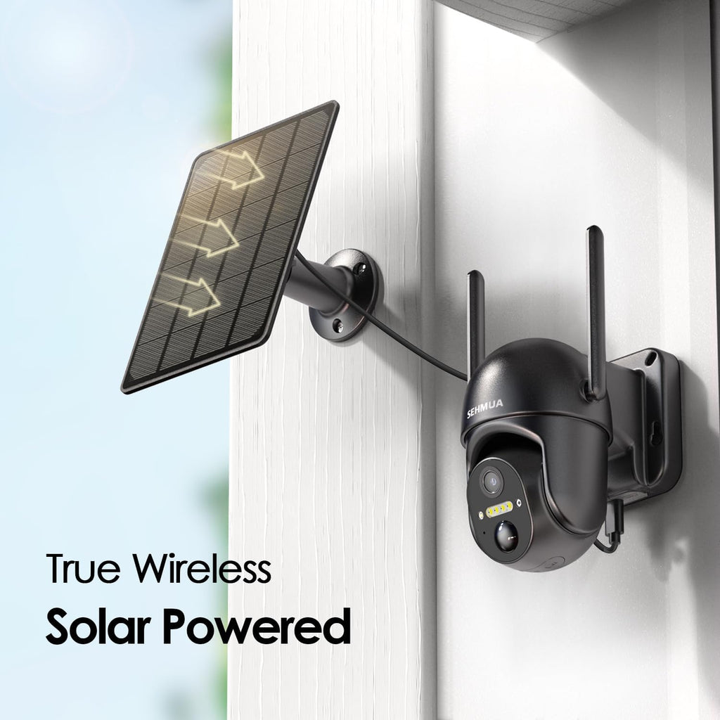 SEHMUA Solar Security Cameras Wireless Outdoor, 2K 360° View Battery Powered Out