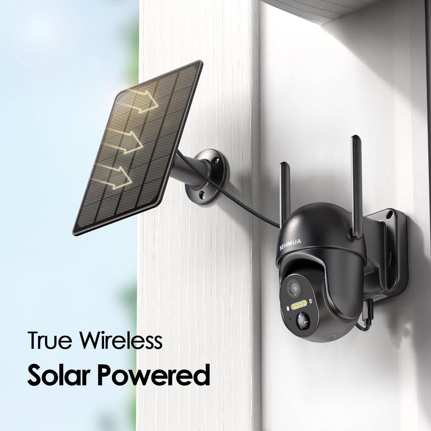 SEHMUA Solar Security Cameras Wireless Outdoor, 2K 360° View Battery Powered Out