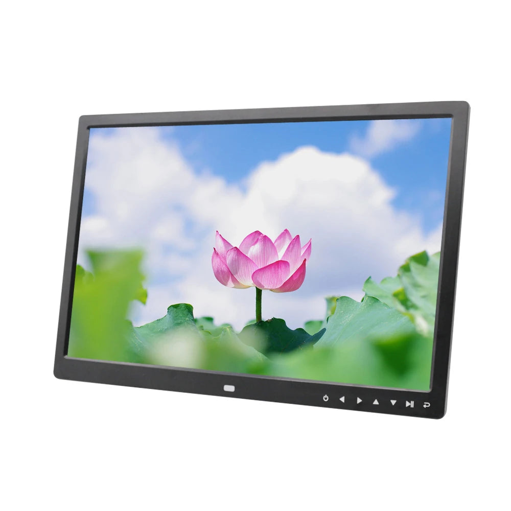 17 Inch Screen Touch Button Digital Photo Frame LED Backlight 1080P HD Electronic Album HDMI HD Wall Mount Display Video Advertising Machine Video Player EU Plug