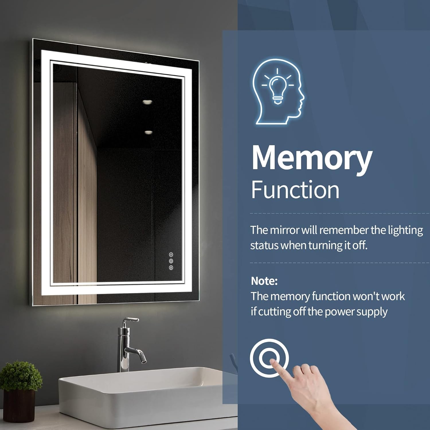 36X28 Inch LED Bathroom Mirror with Lights, Lighted LED Vanity Mirror for Bathroom, Anti-Fog Dimmable Lighted Bathroom Mirror with 3 Color Lights, Memory Function, Horizontal/Vertical