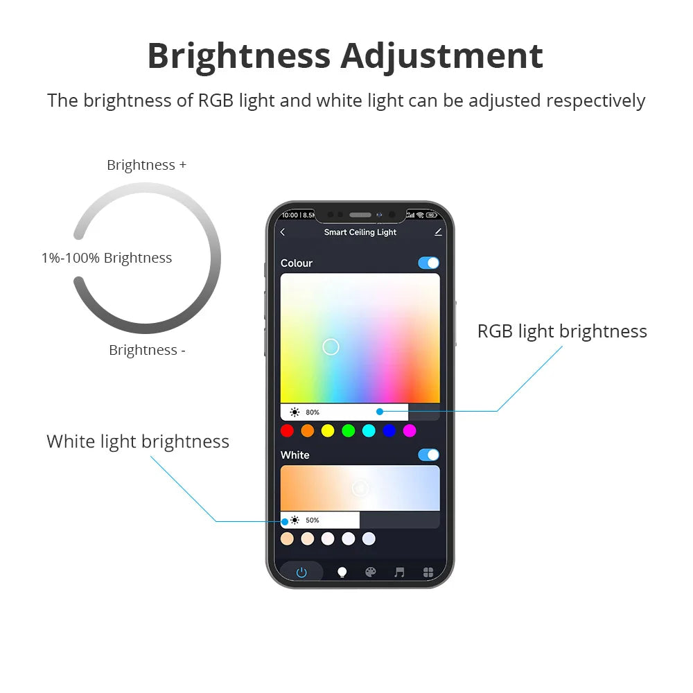 34W Wifi LED Ceiling Light Double Layer Type Dimmable CCT Ultrathin Surface Mounting Lamp RGB Colorful Back Light Work with Tuya