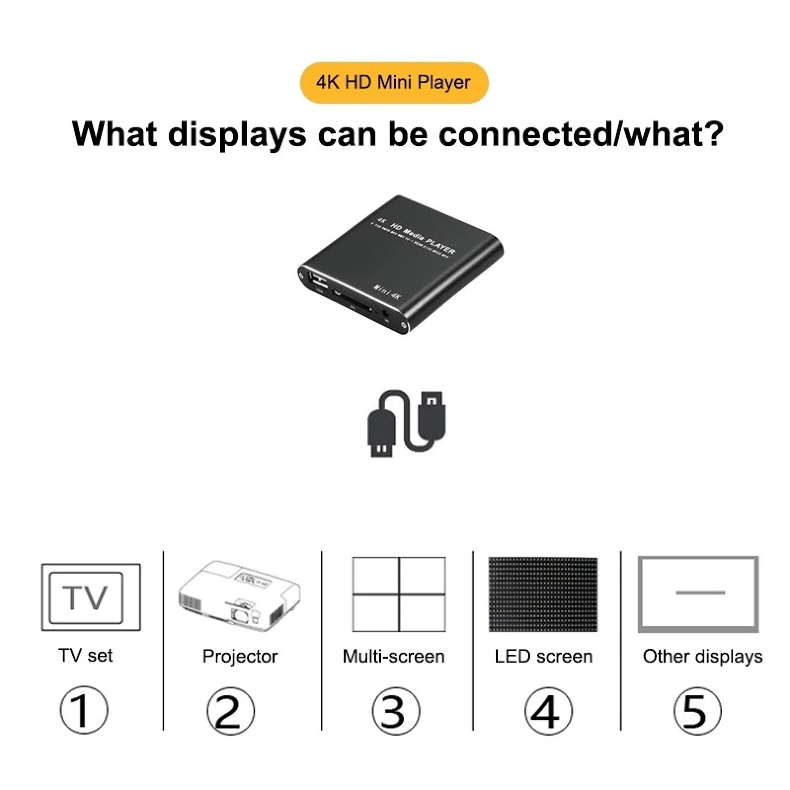 X9 HD Multimedia Player 4K Video Loop USB External Media Player AD Player Auto Looping Playback Video Advertising TV Player