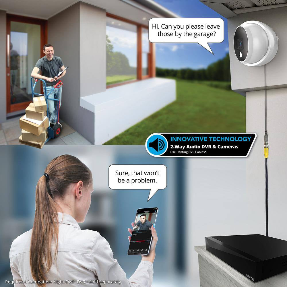 4K Wired Indoor/Outdoor Dome Spotlight Security Cameras with 2-Way Audio (2-Pack)