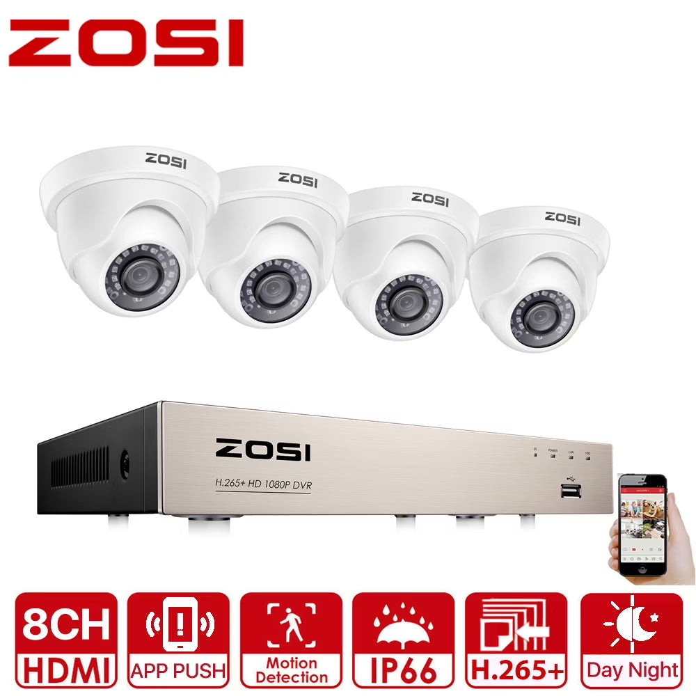 3K Lite Security Camera System,  1080P H.265+ 8CH DVR Recorder with 4X HD 1080P Indoor Outdoor Weatherproof CCTV Security Cameras ,AI Human/Vehicle Detection, Motion Alert,Remote Access(No HDD)