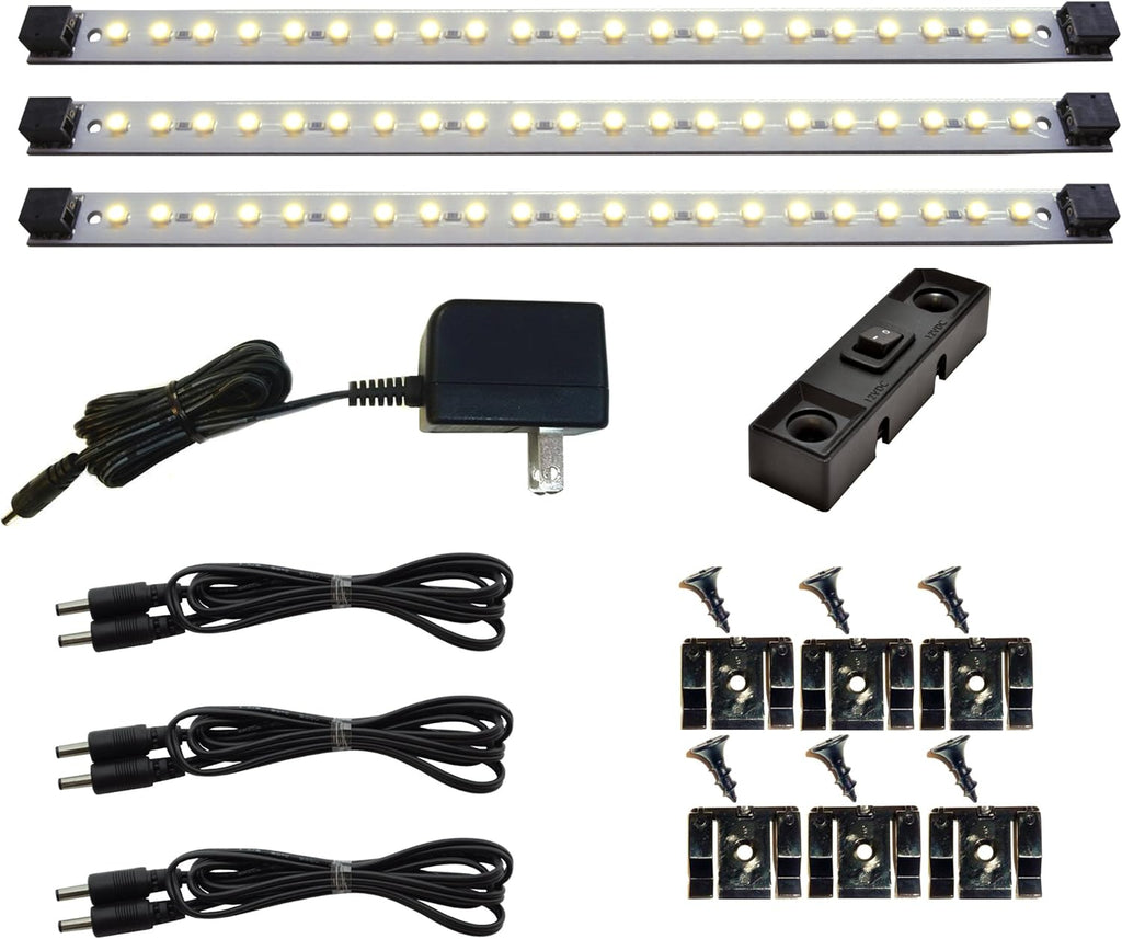 under Cabinet LED Lighting Pro Series 21 LED Deluxe Kit 3 Light Panels 3000 Kelvin under Cabinet Lighting Warm White Inline Dimmer Optional See B00405DEEU