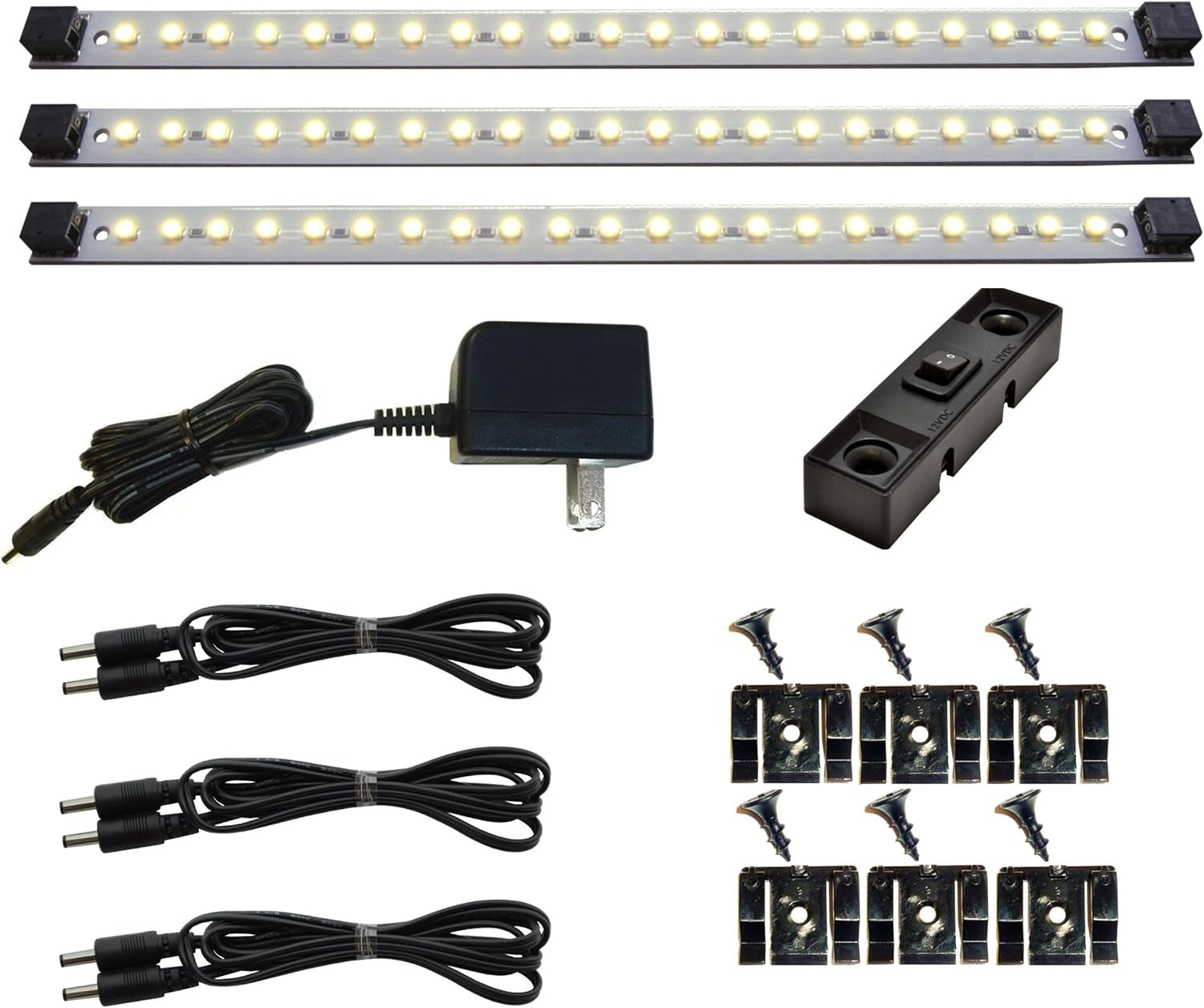 under Cabinet LED Lighting Pro Series 21 LED Deluxe Kit 3 Light Panels 3000 Kelvin under Cabinet Lighting Warm White Inline Dimmer Optional See B00405DEEU