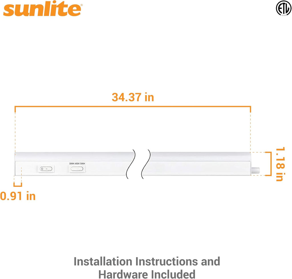 LED under Cabinet Lighting Plug in 34 Inch Linkable under Counter Lights for Kitchen 12 Watts, 120 Volts, 1200 Lumens, Adjustable 3 CCT 3000K-5000K, 50,000 Hour Lifespan, ETL Listed LED Light