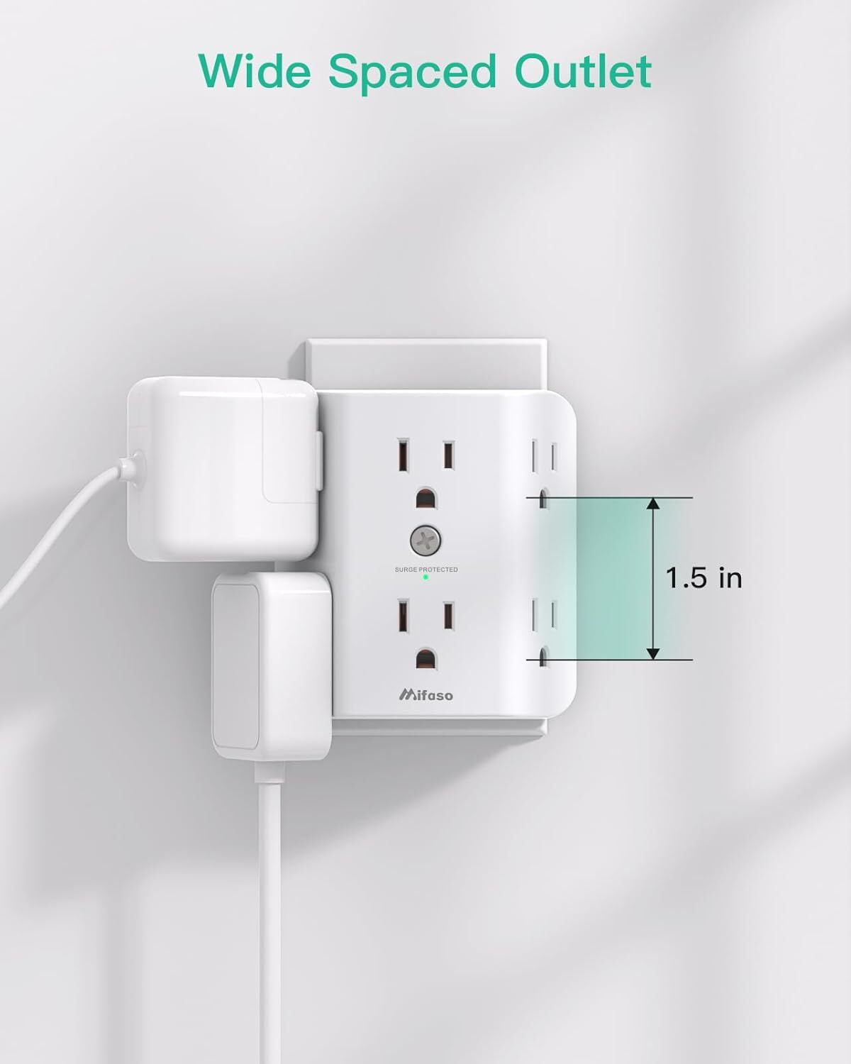 2 Pack Surge Protector Outlet, Outlet Splitter, Multi Plug Wall Outlet with 6