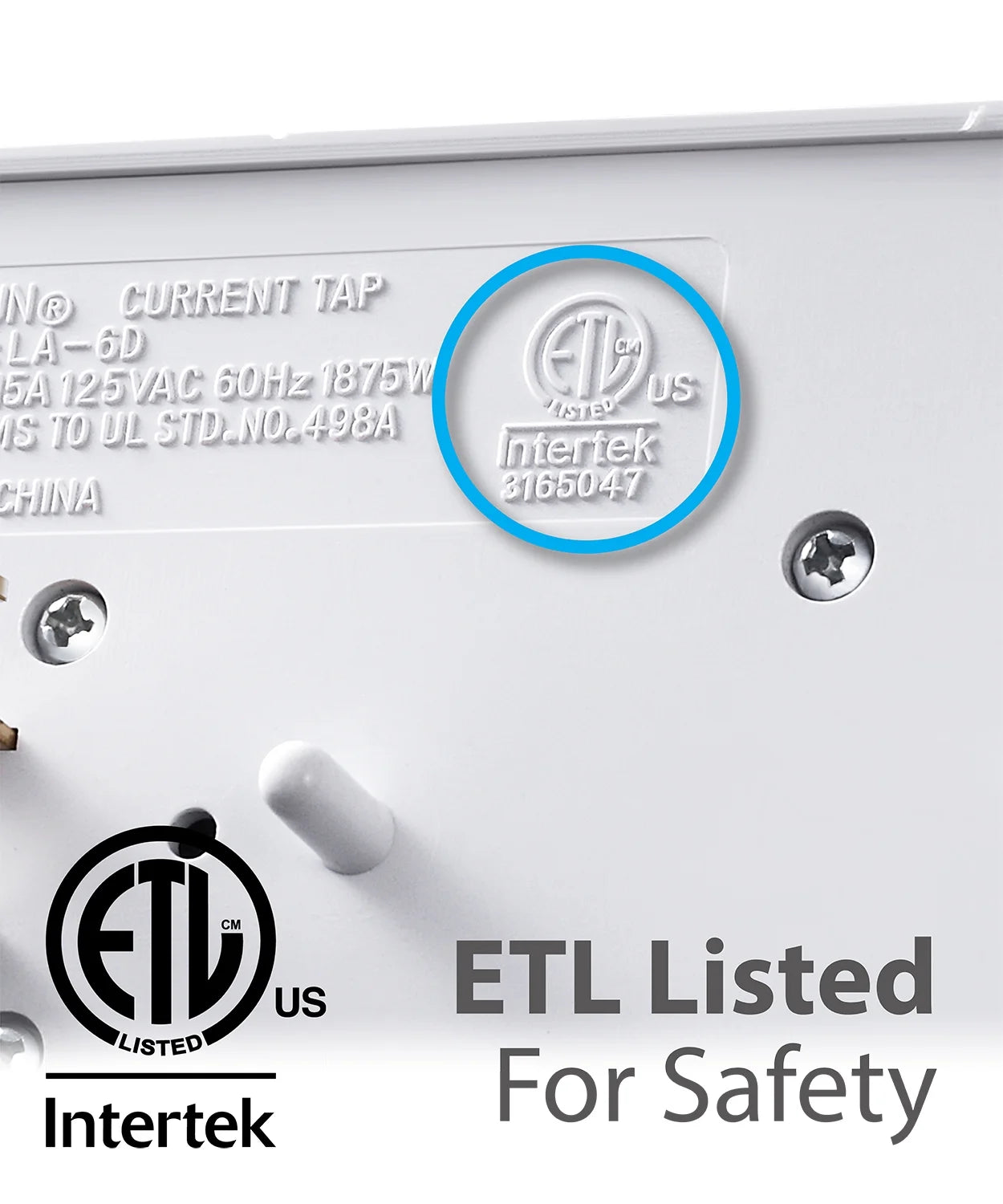 ETL Listed 6 Outlet Extender, Multi Plug Wall Outlet, 15A Indoor Extender Splitter