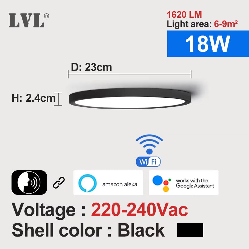 Modern Led Smart Ceiling Light Golden Wood Grain Dimmable Home Lighing Wifi Tuya App Voice Control Surface Mounting Ceiling Lamp