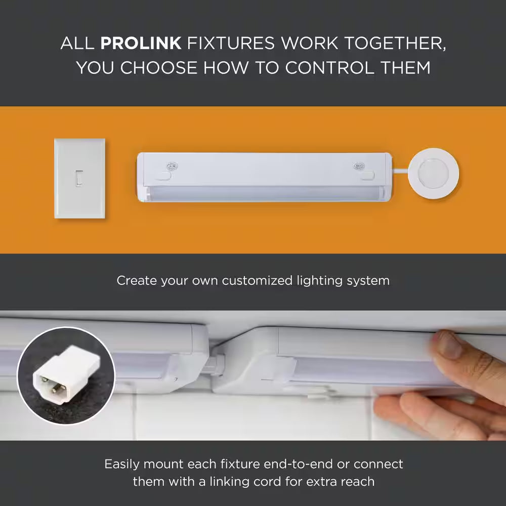 Prolink Hardwired 12 In. LED White under Cabinet Light, Linkable, 3 Color Temperature Options