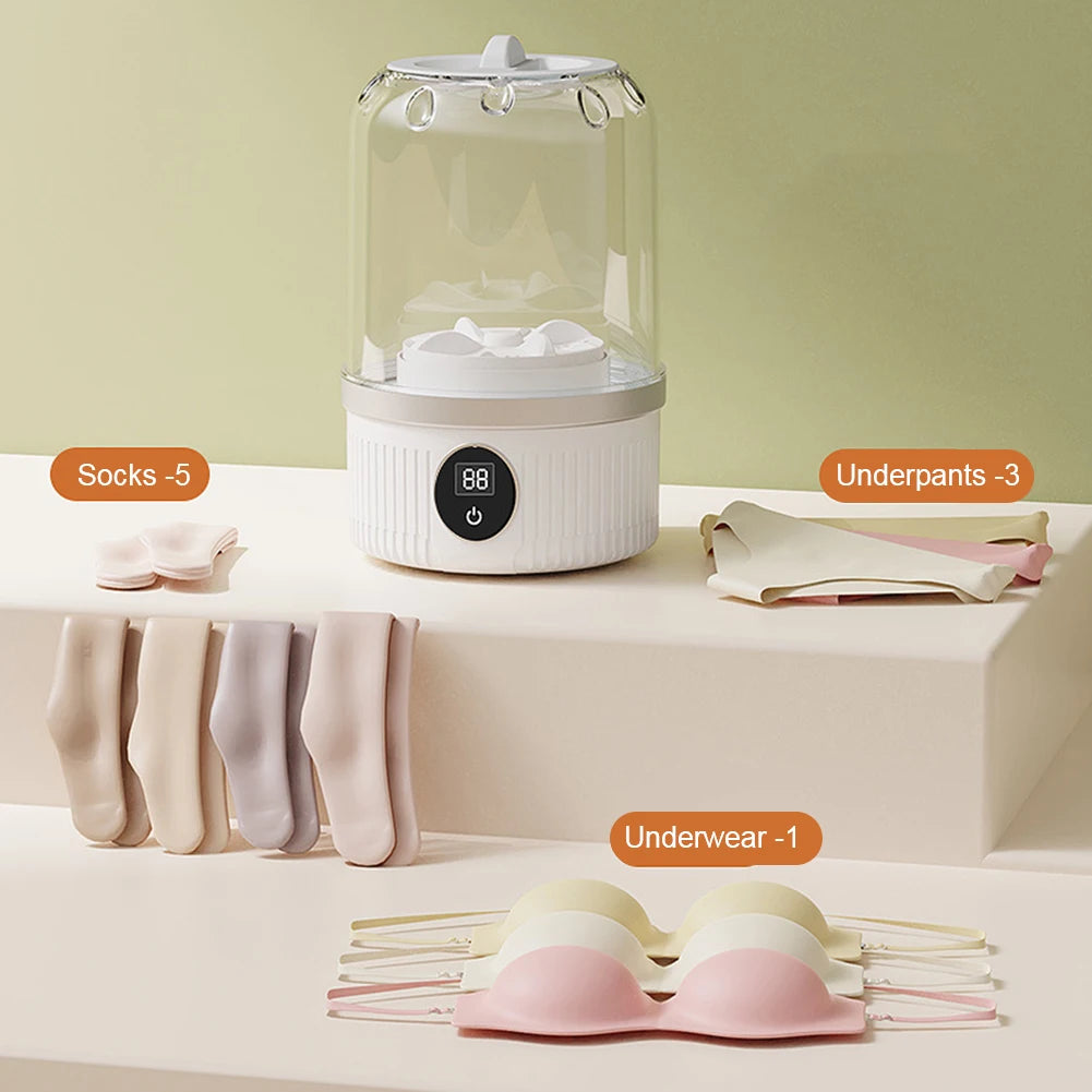 Underwear Washer with Laundry Cup Cordless Small Washing Machine Rechargeable Portable Washing Machine for Bra Underwear Socks