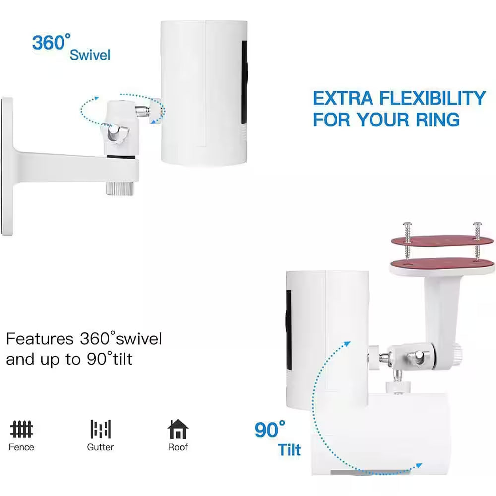 2-Pack Adjustable Wall Mount Bracket for Security Cameras, White