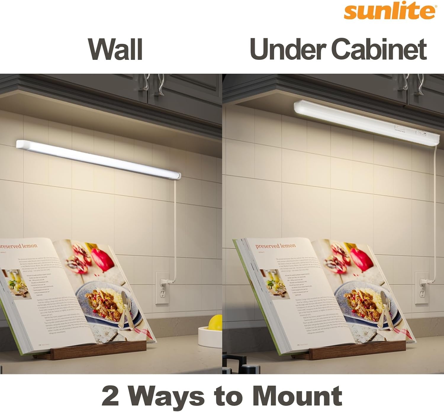 LED under Cabinet Lighting Plug in 34 Inch Linkable under Counter Lights for Kitchen 12 Watts, 120 Volts, 1200 Lumens, Adjustable 3 CCT 3000K-5000K, 50,000 Hour Lifespan, ETL Listed LED Light