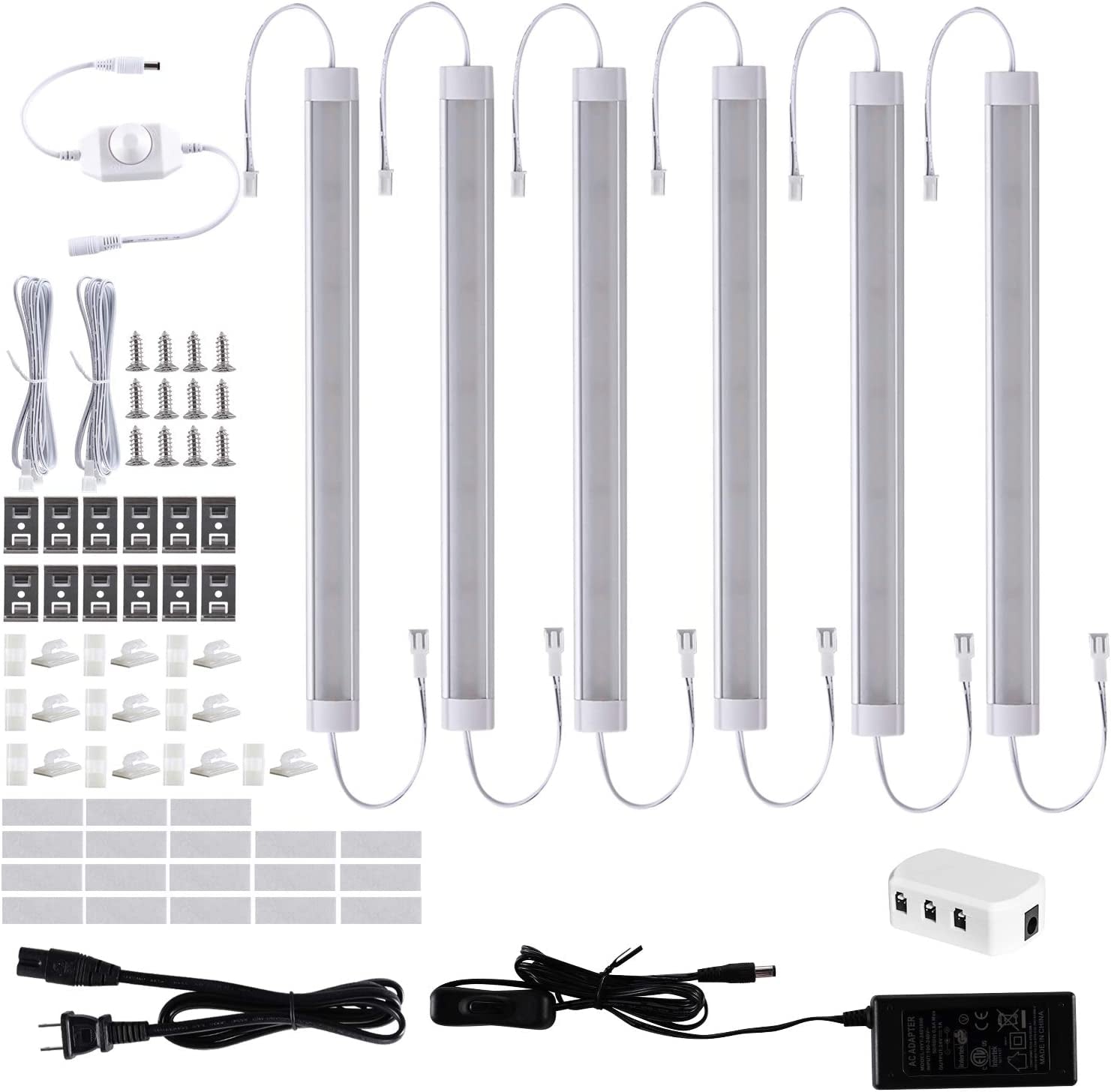 LED under Cabinet Lighting Dimmable Hardwired or Plug in 6 Pack,12" Bar under Ca