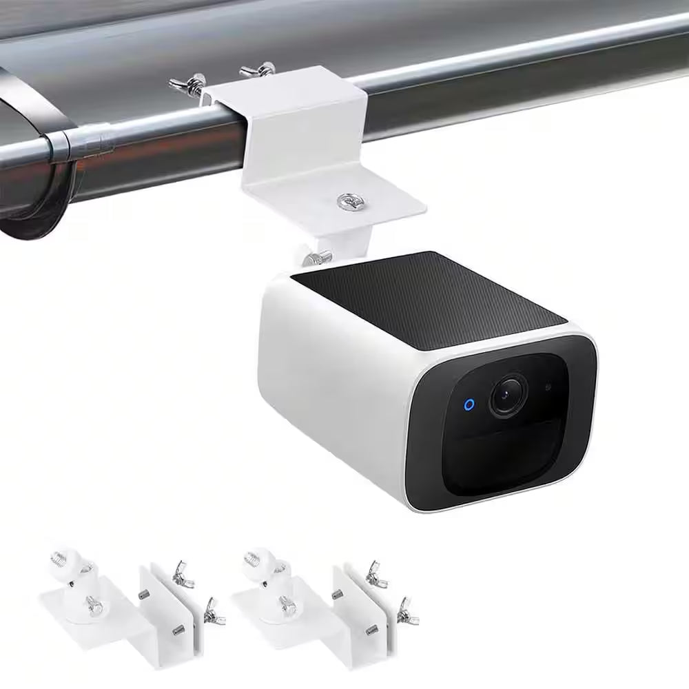 2-Pack Adjustable Gutter Mount for Security Cameras, 360° Rotation, No Drilling Required