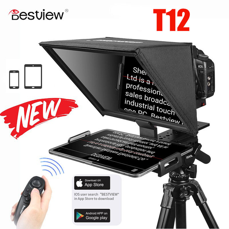 Desview T12 Portable Teleprompter for 11" Ipad Tablet Smartphones DSLR Cameras