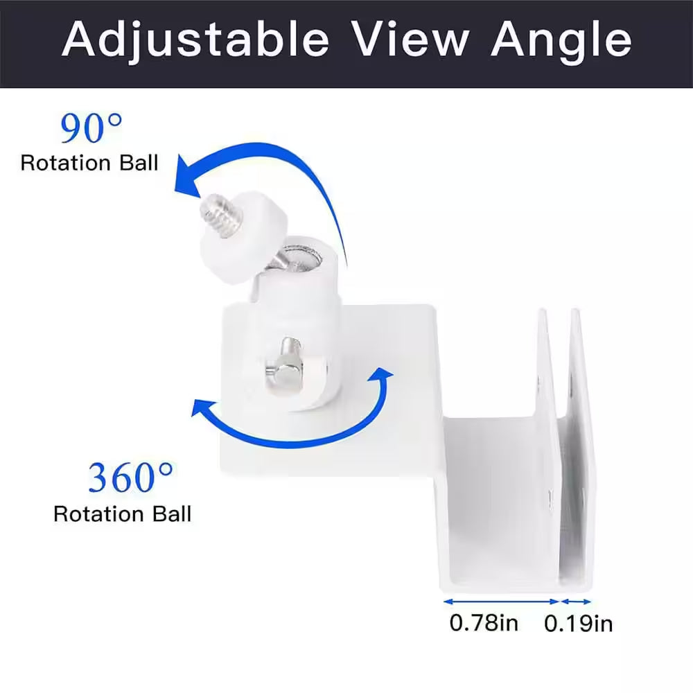 2-Pack Adjustable Gutter Mount for Security Cameras, 360° Rotation, No Drilling Required